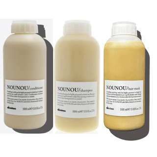 Davines Nounou Kit Shampoo Balsamo e Maschera 1000ml per capelli danneggiati dal colore formato grande salone