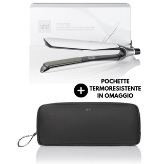 GHD Chronos Styler | Piastra Capelli Professionale Bianca | Pochette Termoresistente | Celebre Store