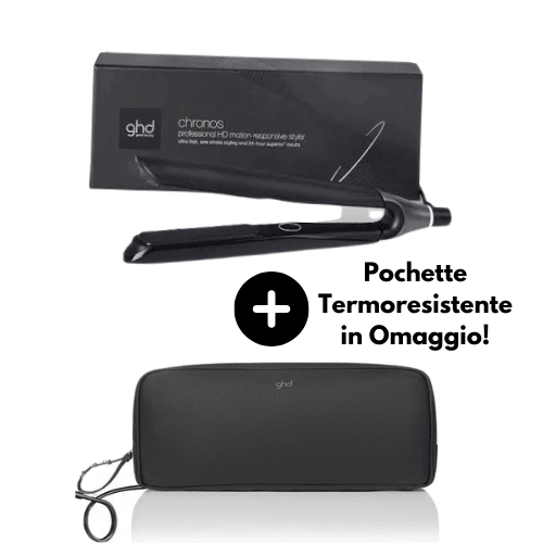 GHD Chronos Styler - Piastra per Capelli Professionale Nera con Pochet