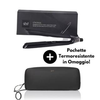 GHD Chronos Styler | Piastra per Capelli Professionale Nera con Pochette Termoresistente in Omaggio | Celebre Store