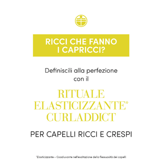 Bottiglia di Medavita Curladdict Shampoo Elasticizzante 1000ml per capelli ricci e mossi. Shampoo elasticizzante e districante con Vite Rossa. Detersione bilanciata, morbidezza e definizione per capelli sensibili.