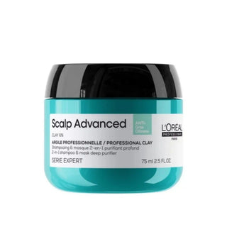 L’Oréal Professionnel Scalp Advanced 2-en-1 Champú y Mascarilla Arcilla Purificante 75 ml – Cuero Cabelludo Graso