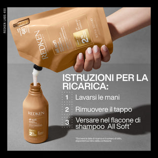 Redken All Soft Shampoo refill 500 ML – Ricarica Shampoo per Capelli Secchi