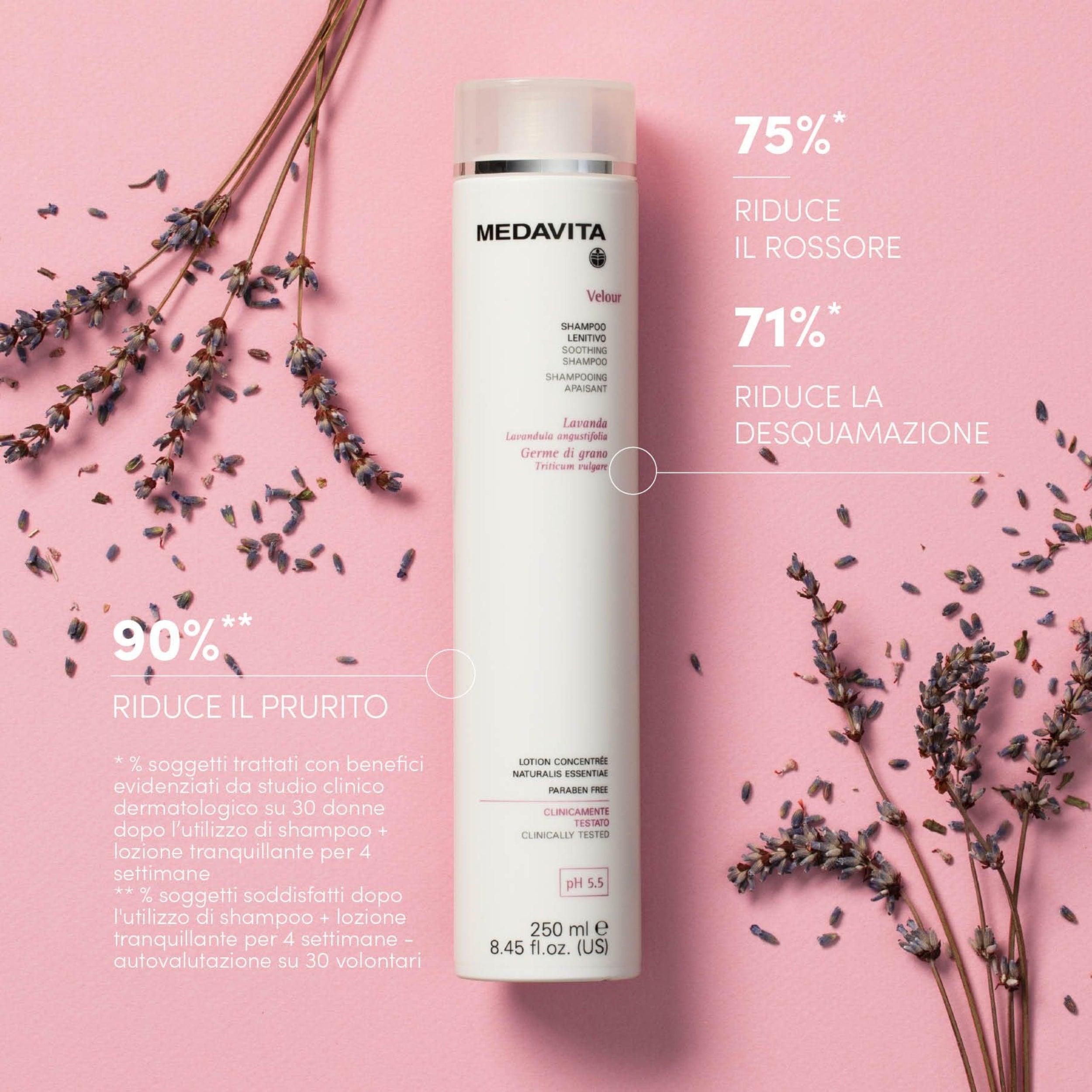 Medavita Velour Shampoo Lenitivo 250ml - Per Cute Sensibile e Irritata