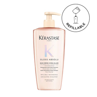 Kérastase Gloss Absolu Bain Crème Hydra Glaze 500 ml – Anti-frizz Gloss-effect Shampoo for Thick Hair