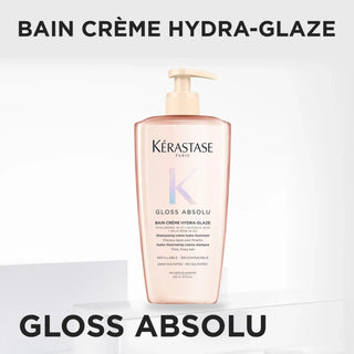 Kérastase Gloss Absolu Bain Crème Hydra Glaze 500 ml – Anti-frizz Gloss-effect Shampoo for Thick Hair